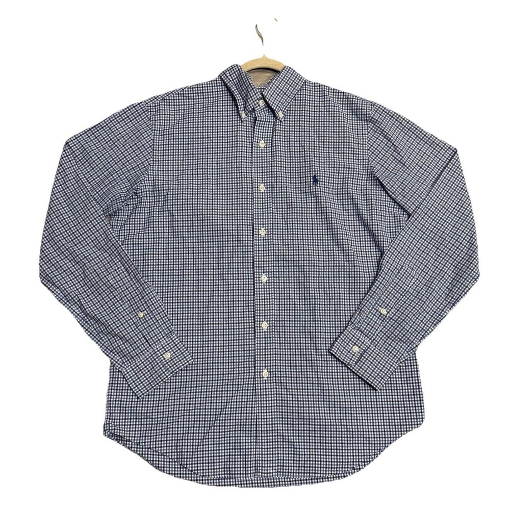 Ralph Lauren Polo Men’s Long Sleeve Button Down Shirt Medium Blue Check